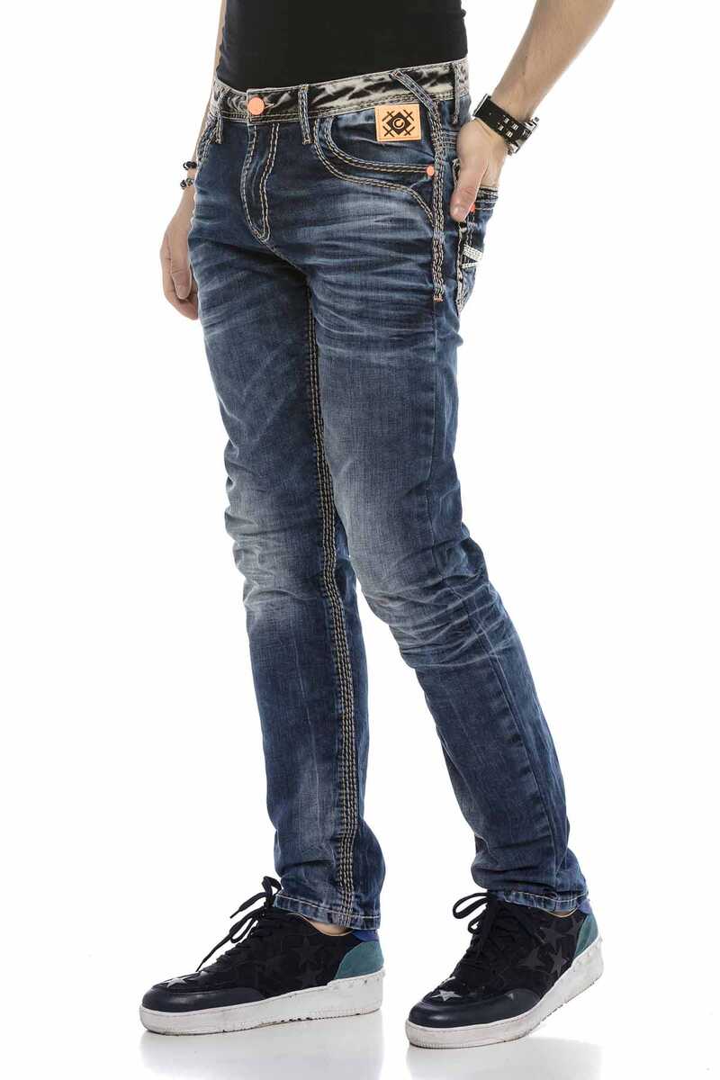 CD593 Neon Label Heavy Stitch Jeans