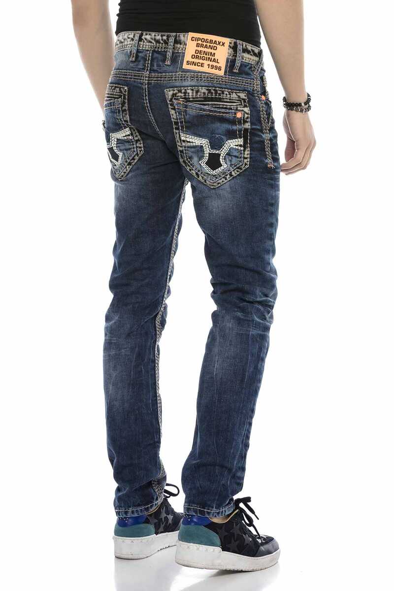 CD593 Neon Label Heavy Stitch Jeans