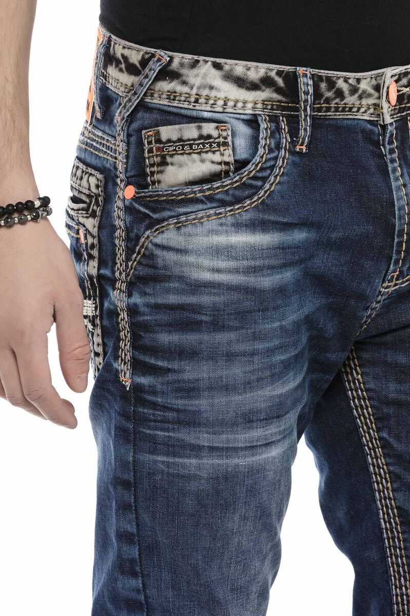 CD593 Neon Label Heavy Stitch Jeans