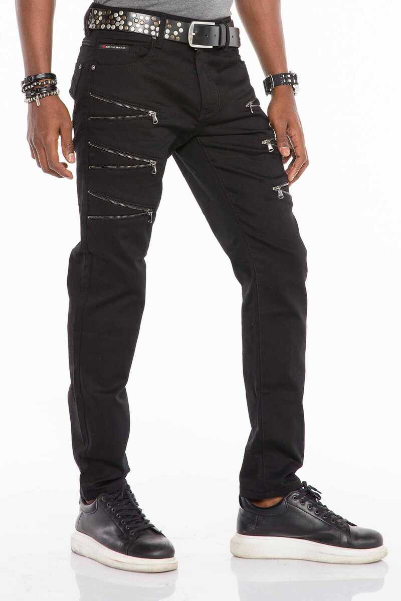 CD509 Zip Detail Slim Fit Men's Jeans