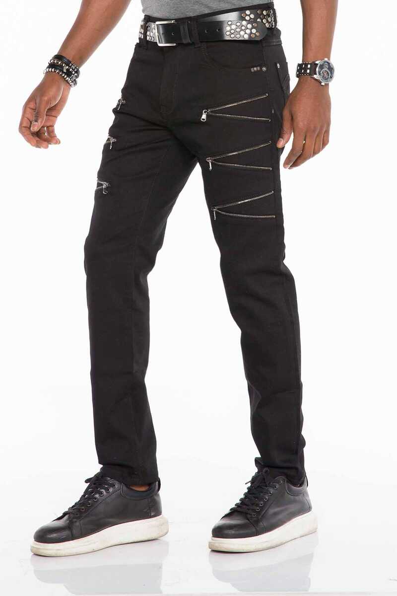CD509 Zip Detail Slim Fit Men's Jeans
