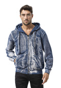 CL594 Black-Blue Tie-Dye Hooded Sweatshirt with Retro Vibe