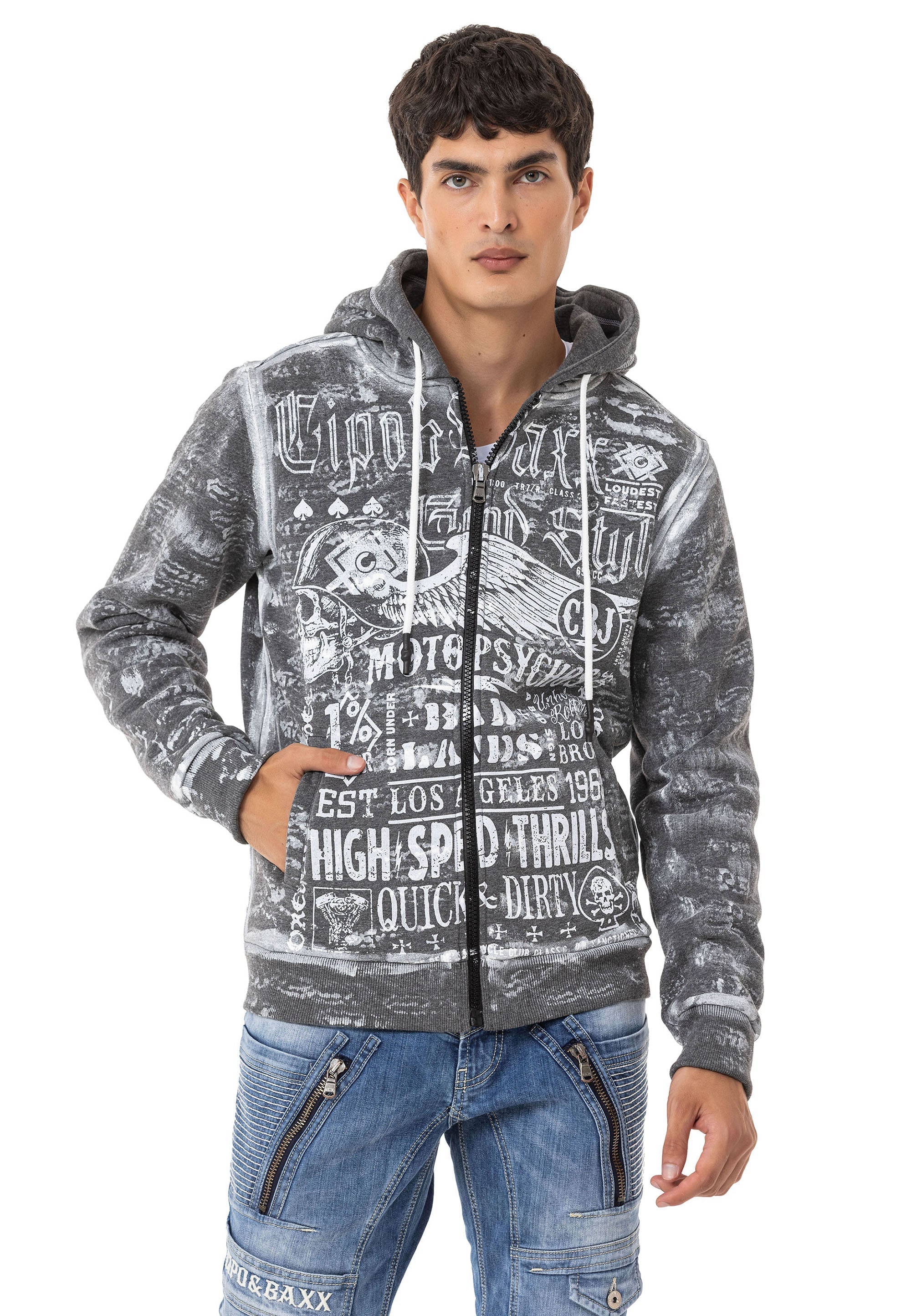 CL544 Men's Zip Hooded Sweatshirt – Zip-Up Hoodie, Everyday Sport Relaxed Fit