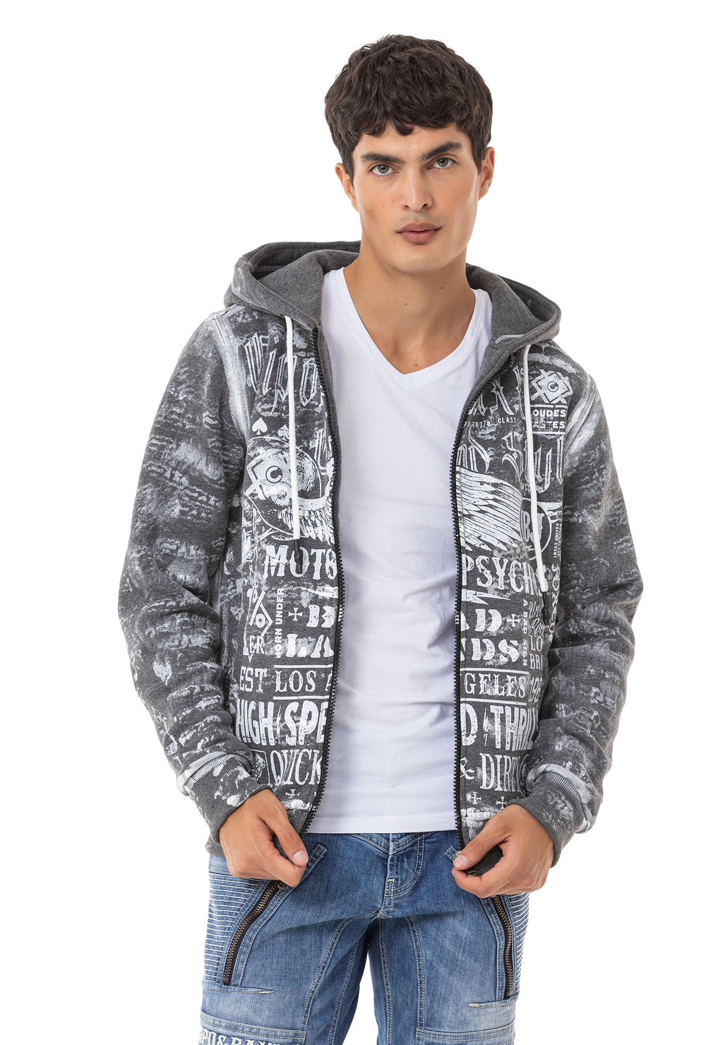 CL544 Men's Zip Hooded Sweatshirt – Zip-Up Hoodie, Everyday Sport Relaxed Fit