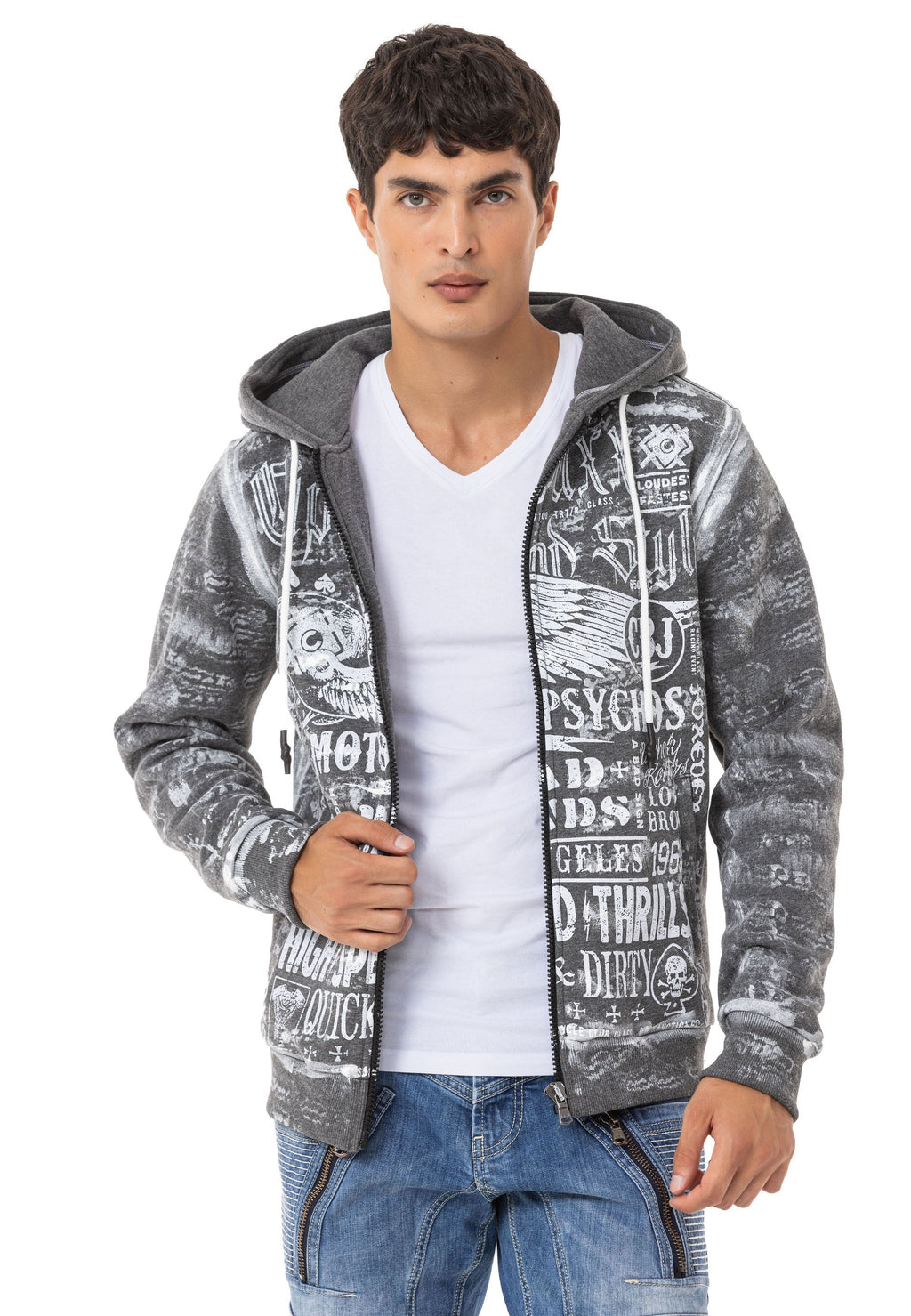 CL544 Men's Zip Hooded Sweatshirt – Zip-Up Hoodie, Everyday Sport Relaxed Fit