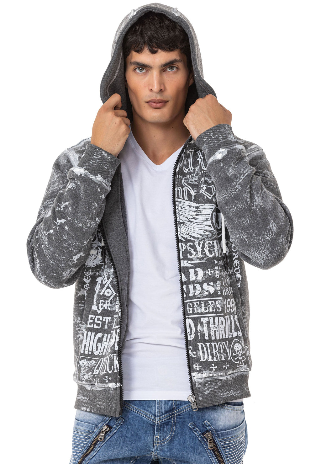 CL544 Men's Zip Hooded Sweatshirt – Zip-Up Hoodie, Everyday Sport Relaxed Fit