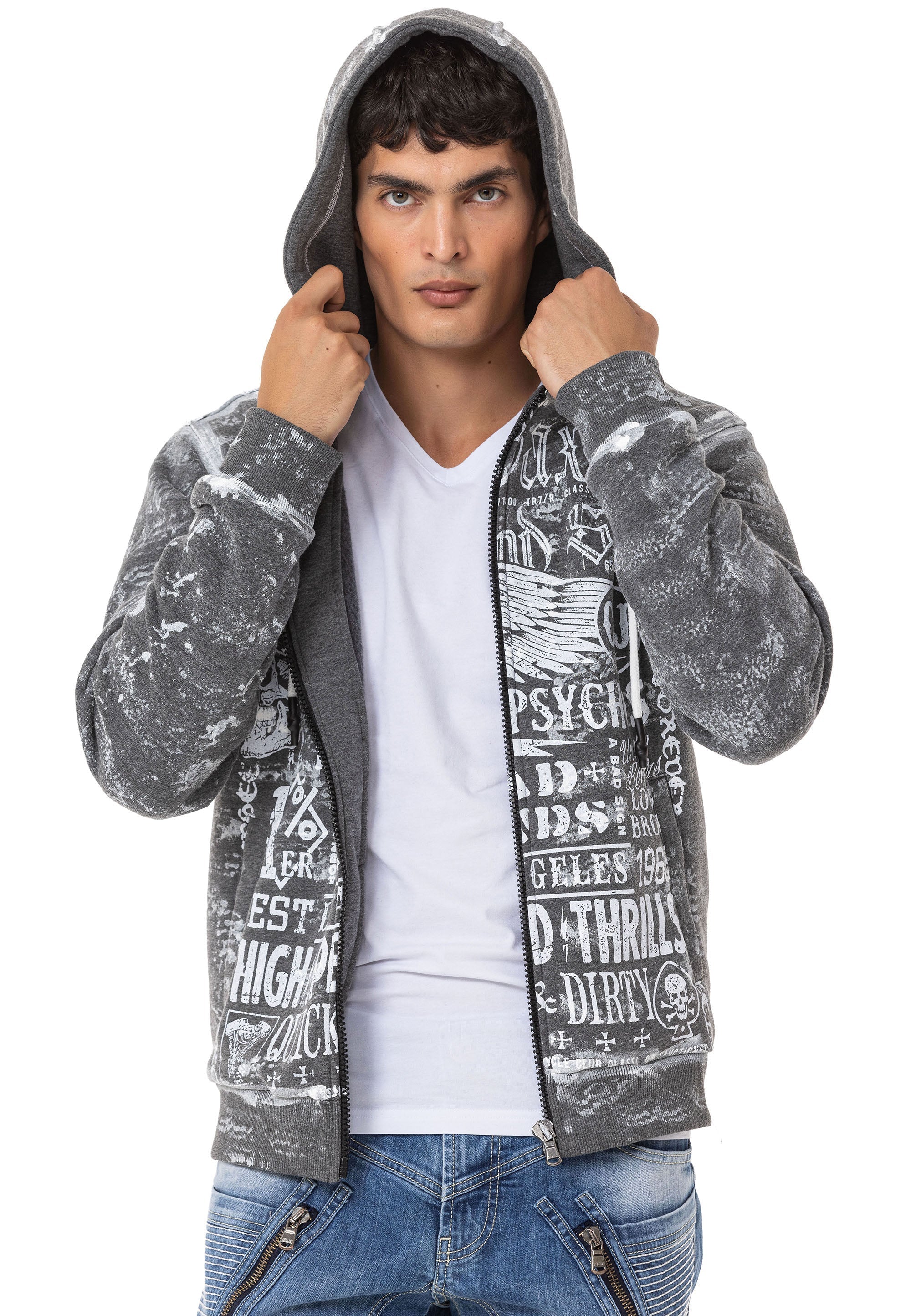 CL544 Men's Zip Hooded Sweatshirt – Zip-Up Hoodie, Everyday Sport Relaxed Fit