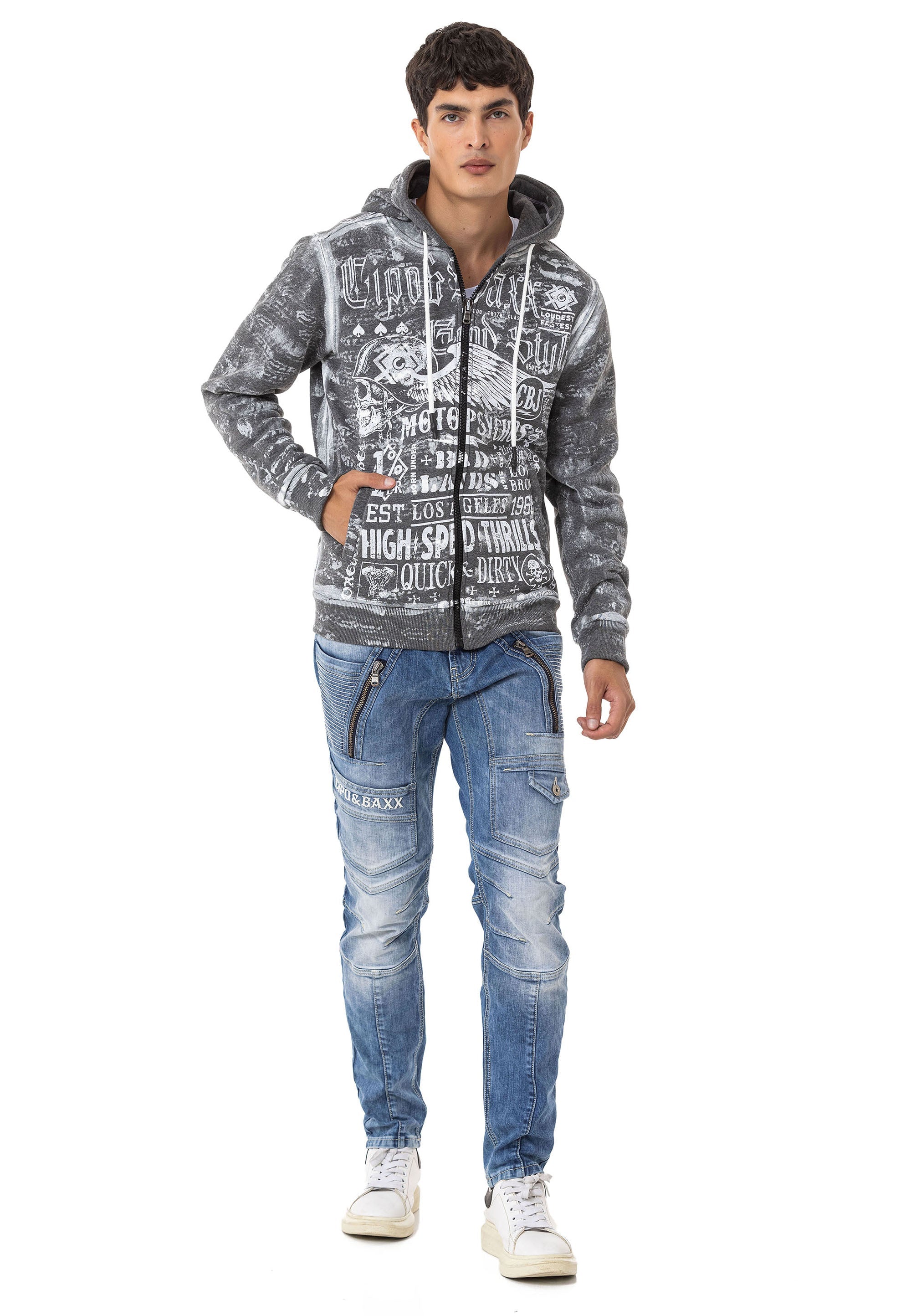 CL544 Men's Zip Hooded Sweatshirt – Zip-Up Hoodie, Everyday Sport Relaxed Fit