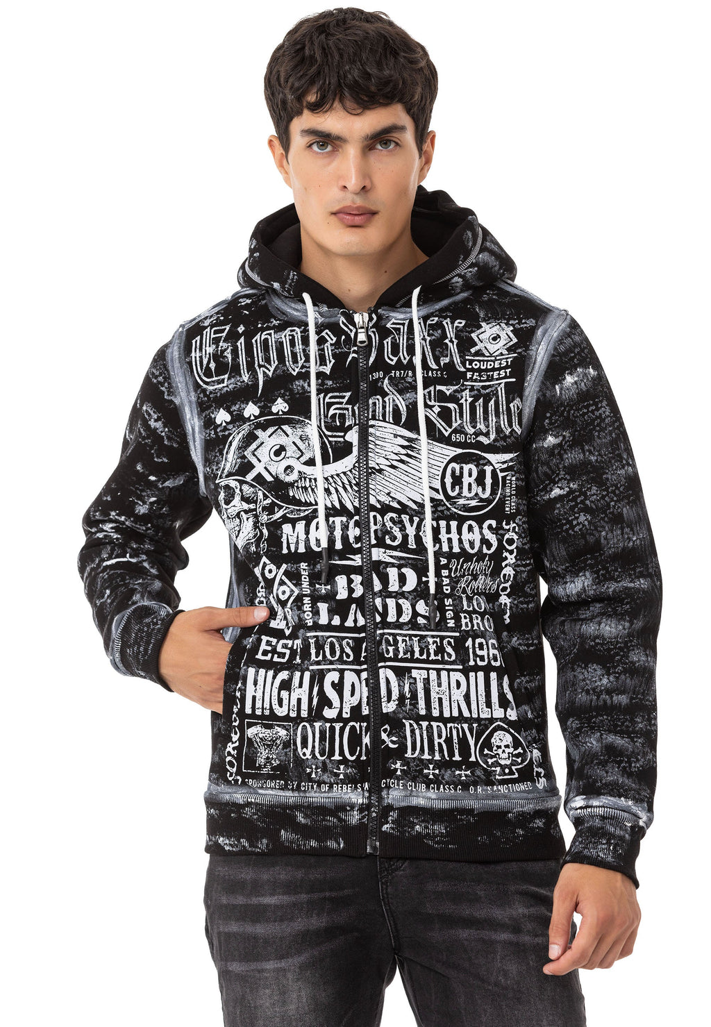 CL544 Men's Zip Hooded Sweatshirt – Zip-Up Hoodie, Everyday Sport Relaxed Fit