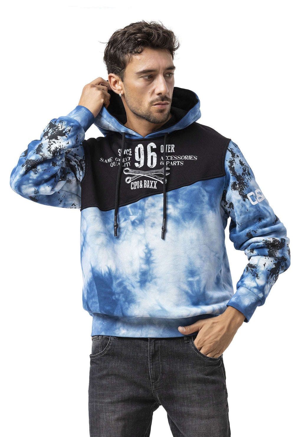 CL593 Men's Hoodie Sweatshirt – Modern Print, Hooded, Relaxed Fit