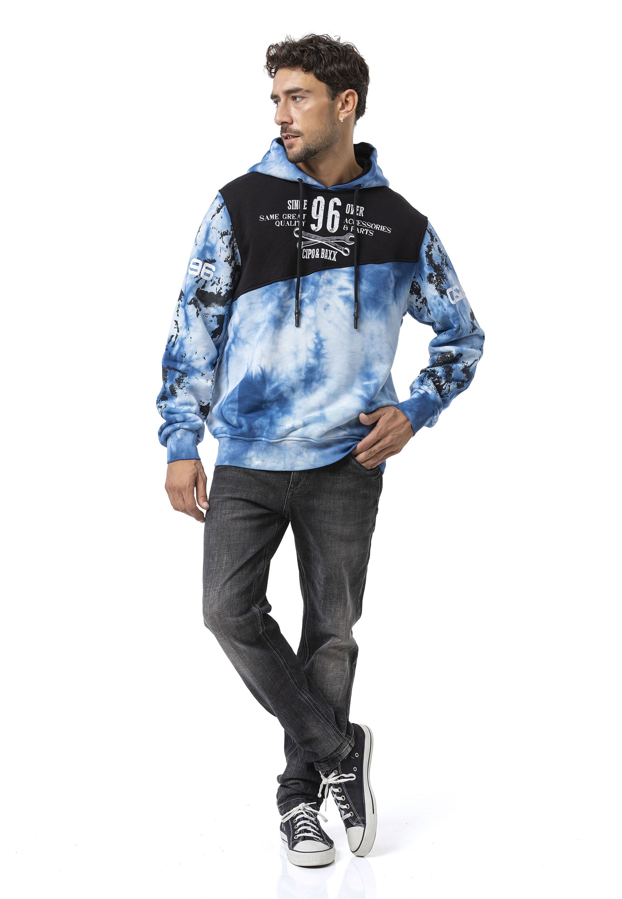 CL593 Men's Hoodie Sweatshirt – Modern Print, Hooded, Relaxed Fit
