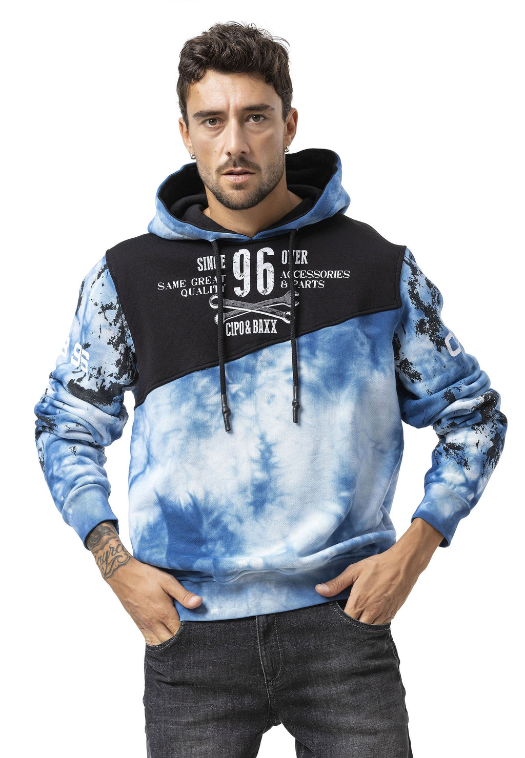 CL593 Men's Hoodie Sweatshirt – Modern Print, Hooded, Relaxed Fit