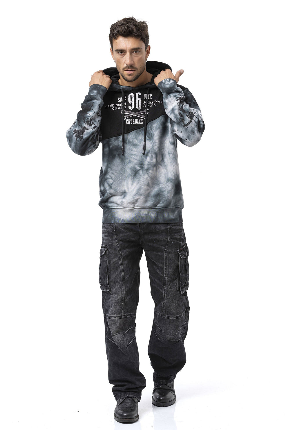CL593 Men's Hoodie Sweatshirt – Modern Print, Hooded, Relaxed Fit