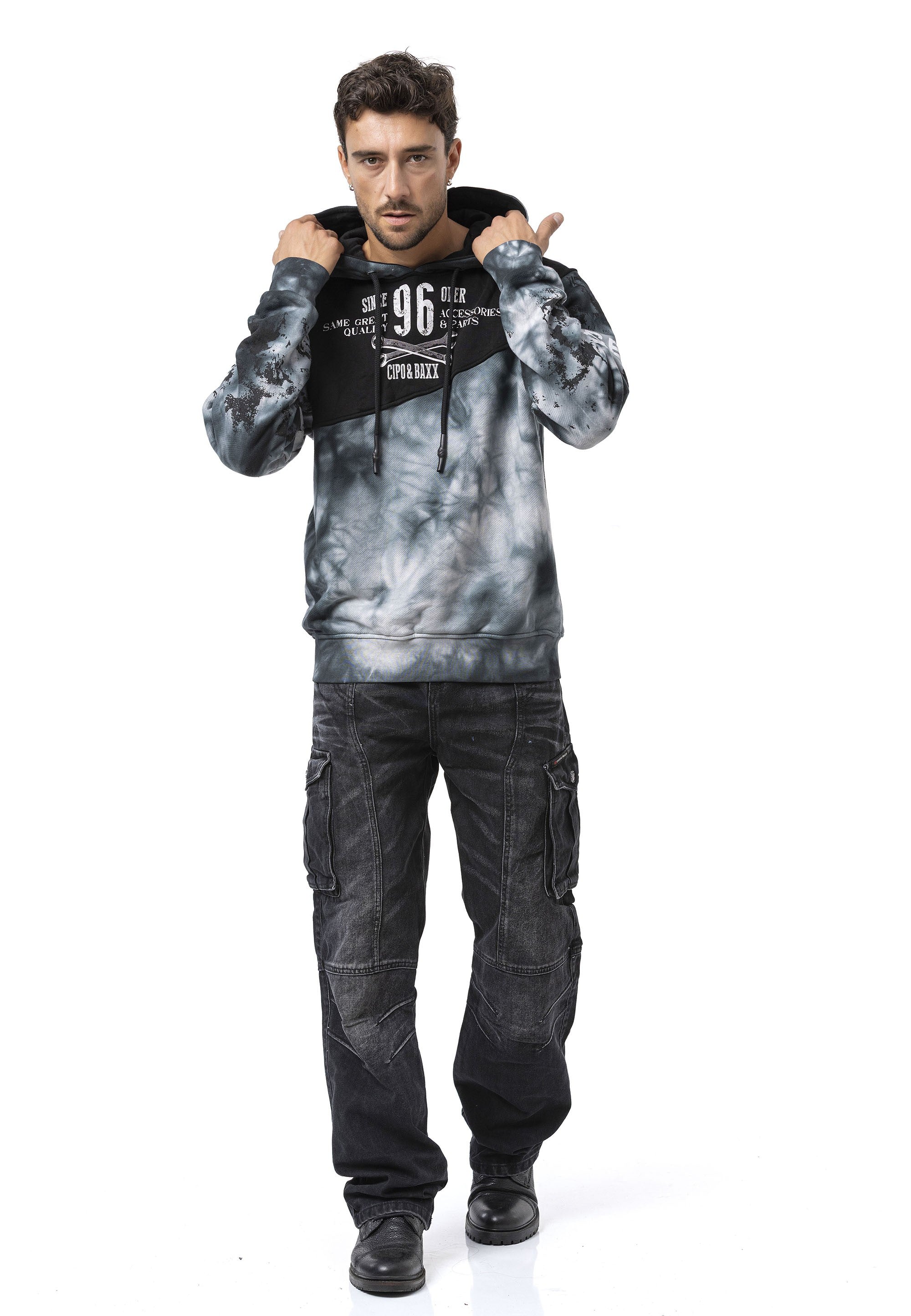 CL593 Men's Hoodie Sweatshirt – Modern Print, Hooded, Relaxed Fit