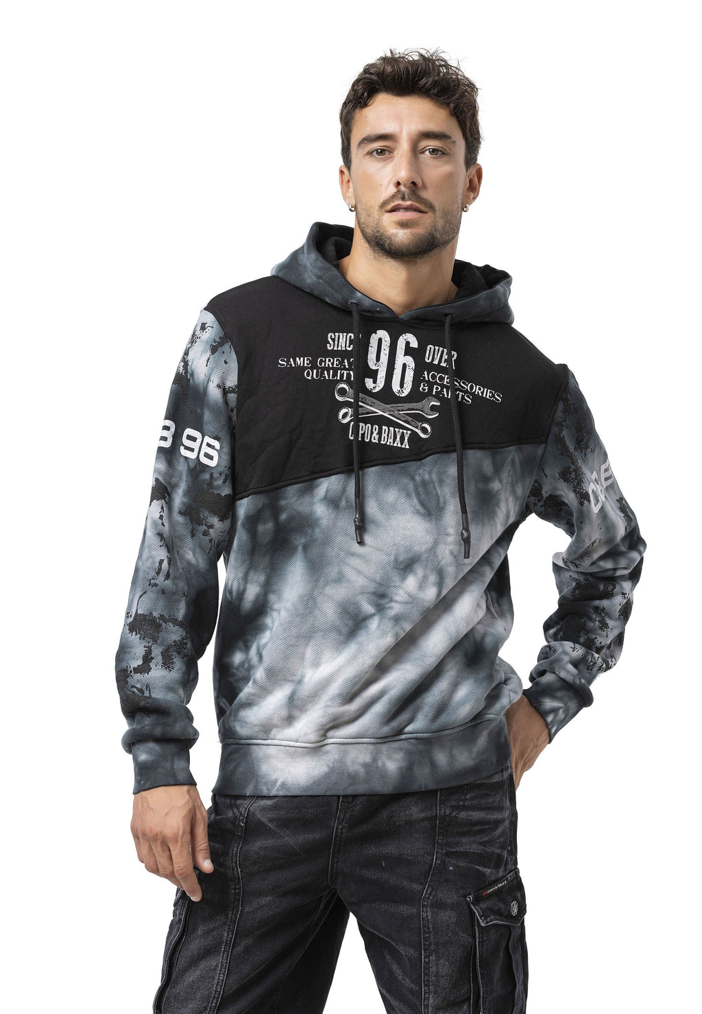 CL593 Men's Hoodie Sweatshirt – Modern Print, Hooded, Relaxed Fit
