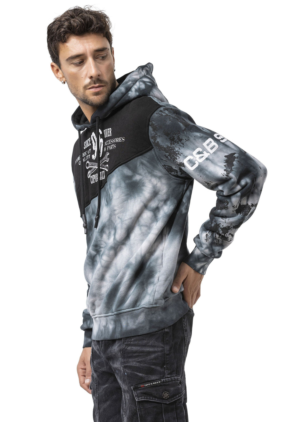 CL593 Men's Hoodie Sweatshirt – Modern Print, Hooded, Relaxed Fit