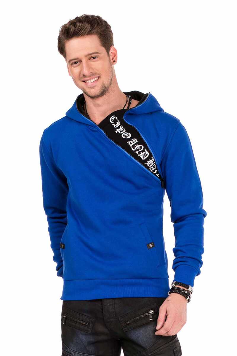 CL329 Hidden Collar Zip Hooded Sweatshirt