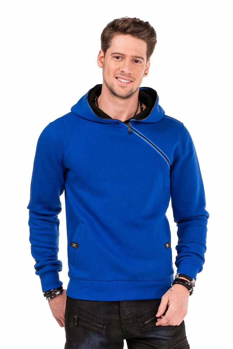 CL329 Hidden Collar Zip Hooded Sweatshirt