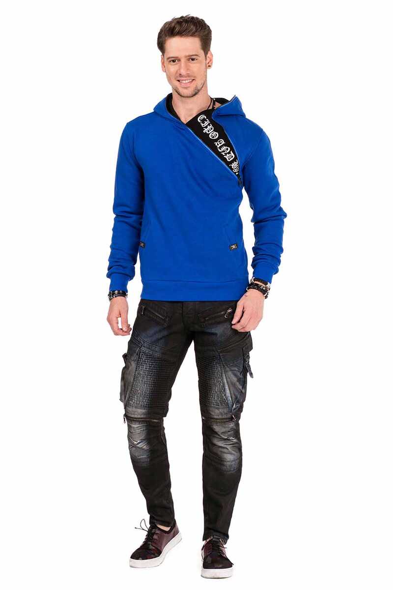 CL329 Hidden Collar Zip Hooded Sweatshirt