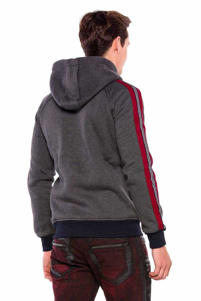 CL357 Striped Sleeve Winter Hooded Men's Sweatshirt