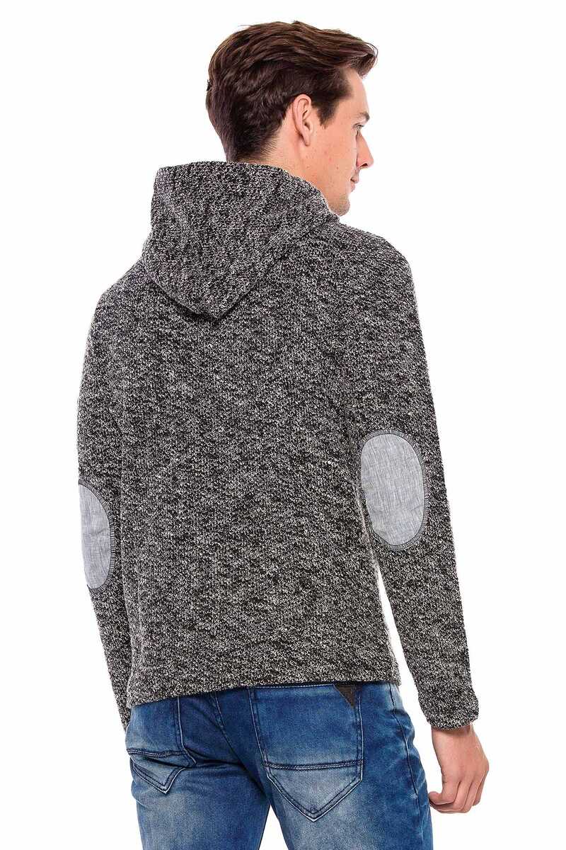 CL359 Buttoned Hooded Knit Men's Sweatshirt
