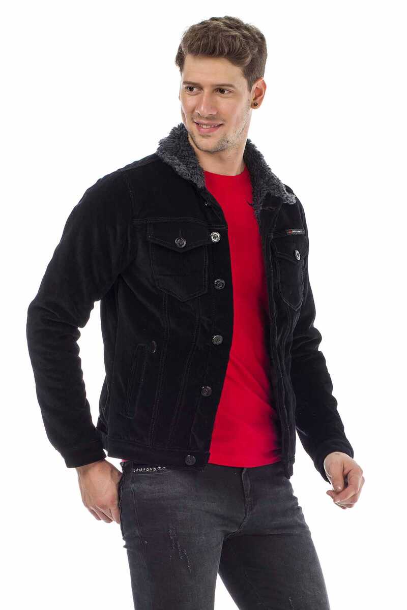 CJ231 Faux Fur Lined Buttoned Men's Velvet Jacket