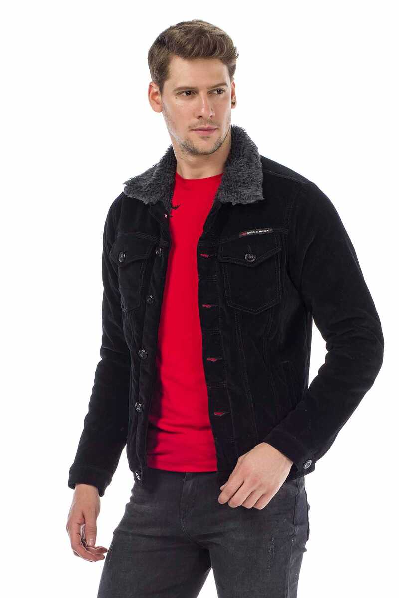 CJ231 Faux Fur Lined Buttoned Men's Velvet Jacket