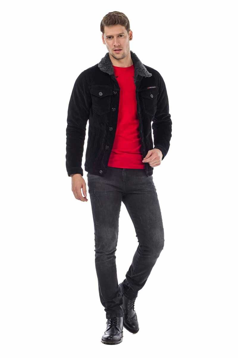 CJ231 Faux Fur Lined Buttoned Men's Velvet Jacket