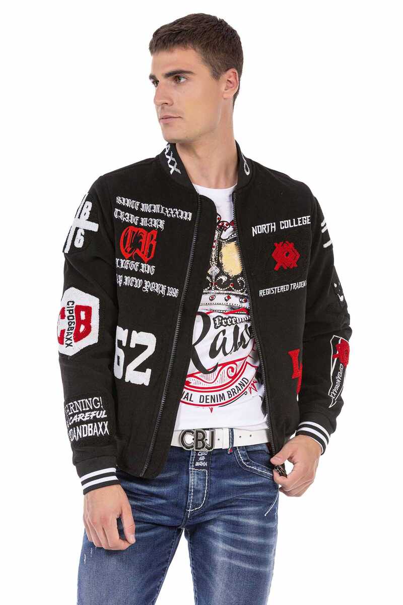 CJ274 Embroidered Wool Varsity Men's Jacket