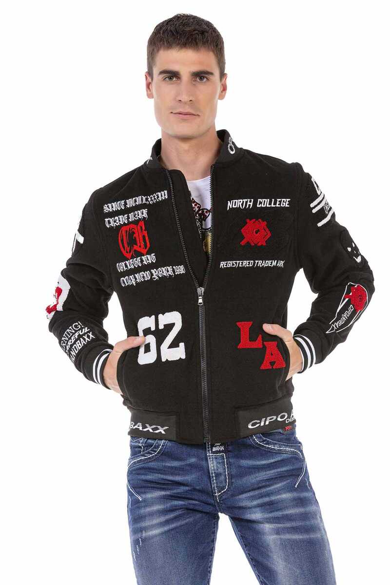 CJ274 Embroidered Wool Varsity Men's Jacket