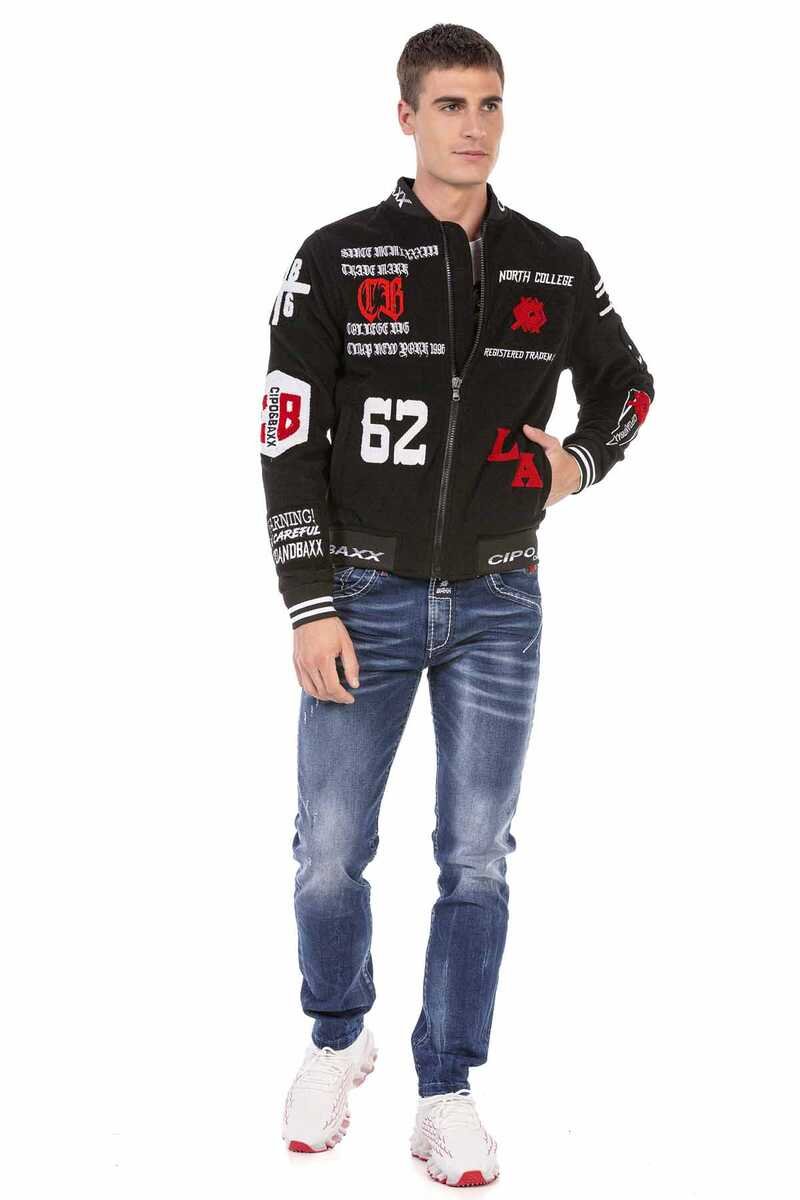 CJ274 Embroidered Wool Varsity Men's Jacket