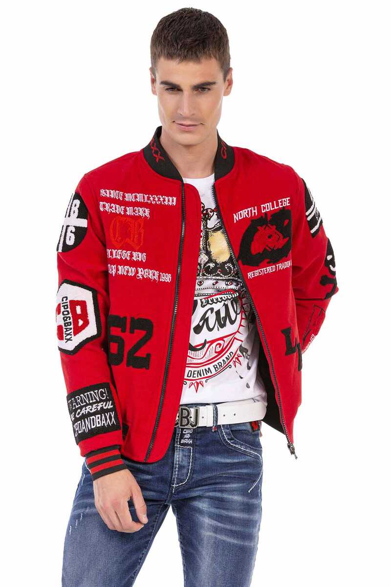 CJ274 Embroidered Wool Varsity Men's Jacket
