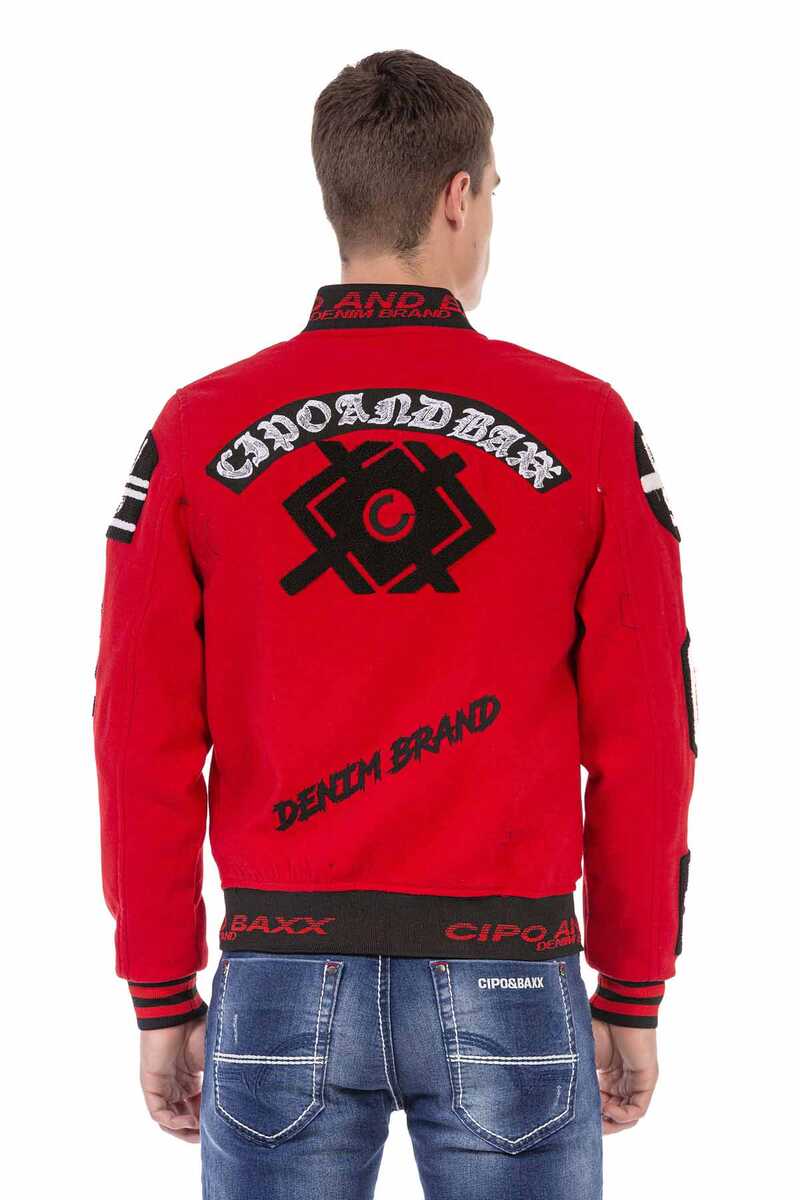 CJ274 Embroidered Wool Varsity Men's Jacket