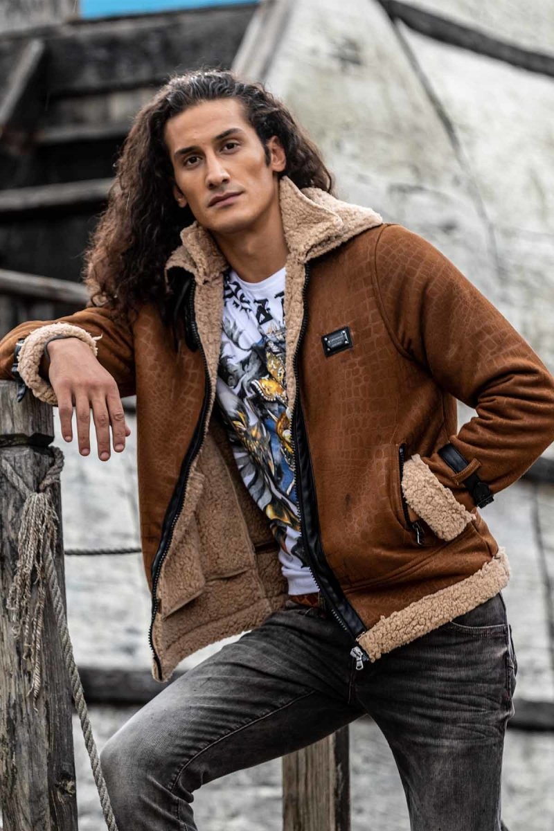 CJ286 Fur-Trimmed Suede Jacket