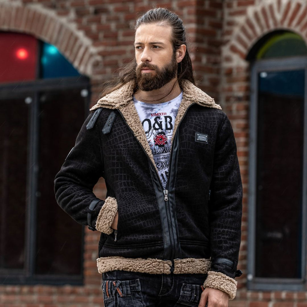 CJ286 Fur-Trimmed Suede Jacket
