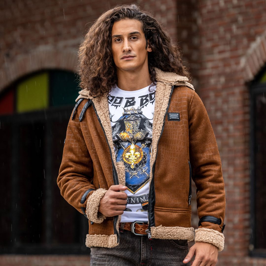 CJ286 Fur-Trimmed Suede Jacket