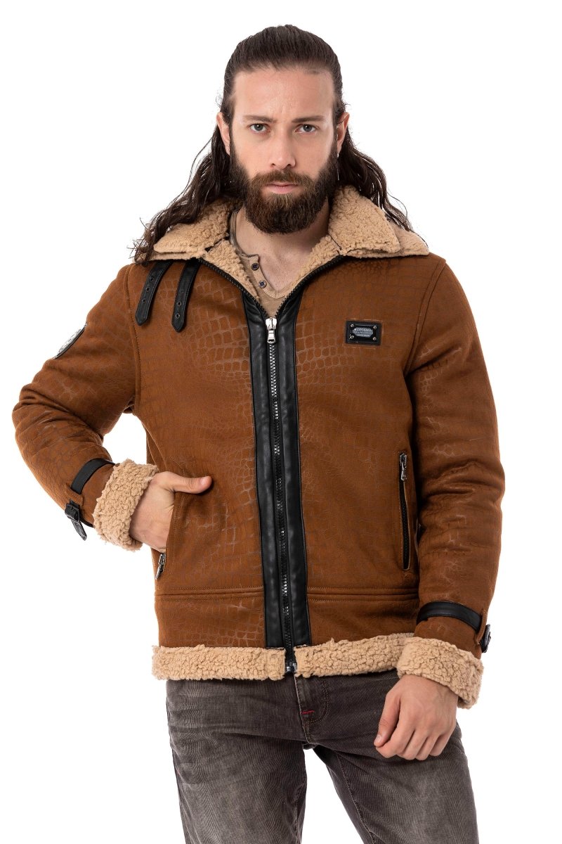 CJ286 Fur-Trimmed Suede Jacket