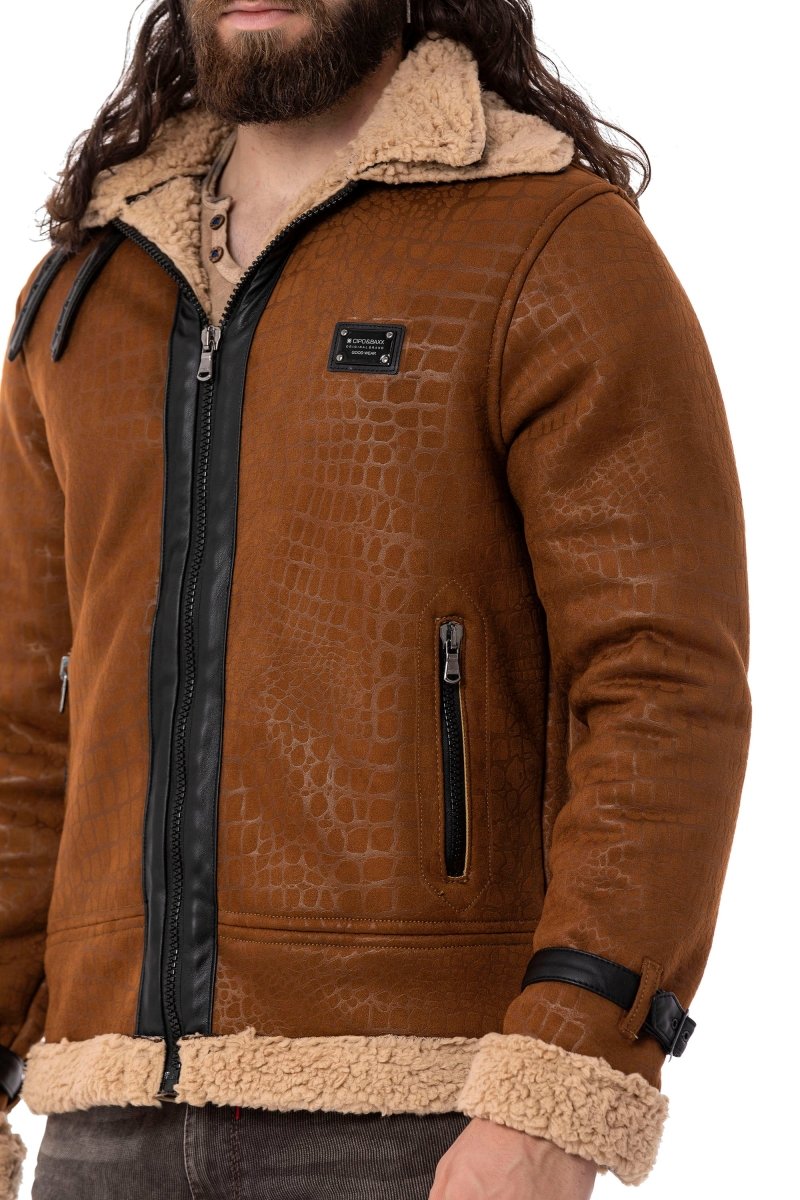 CJ286 Fur-Trimmed Suede Jacket