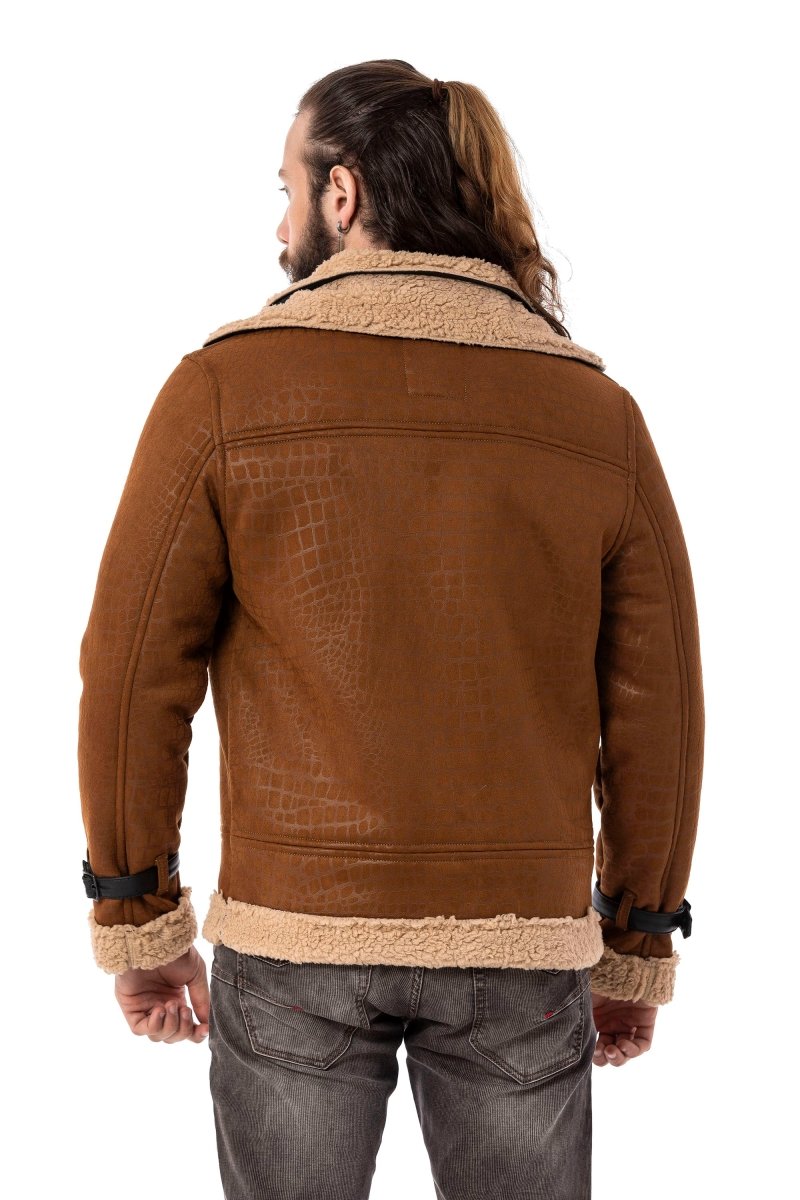 CJ286 Fur-Trimmed Suede Jacket