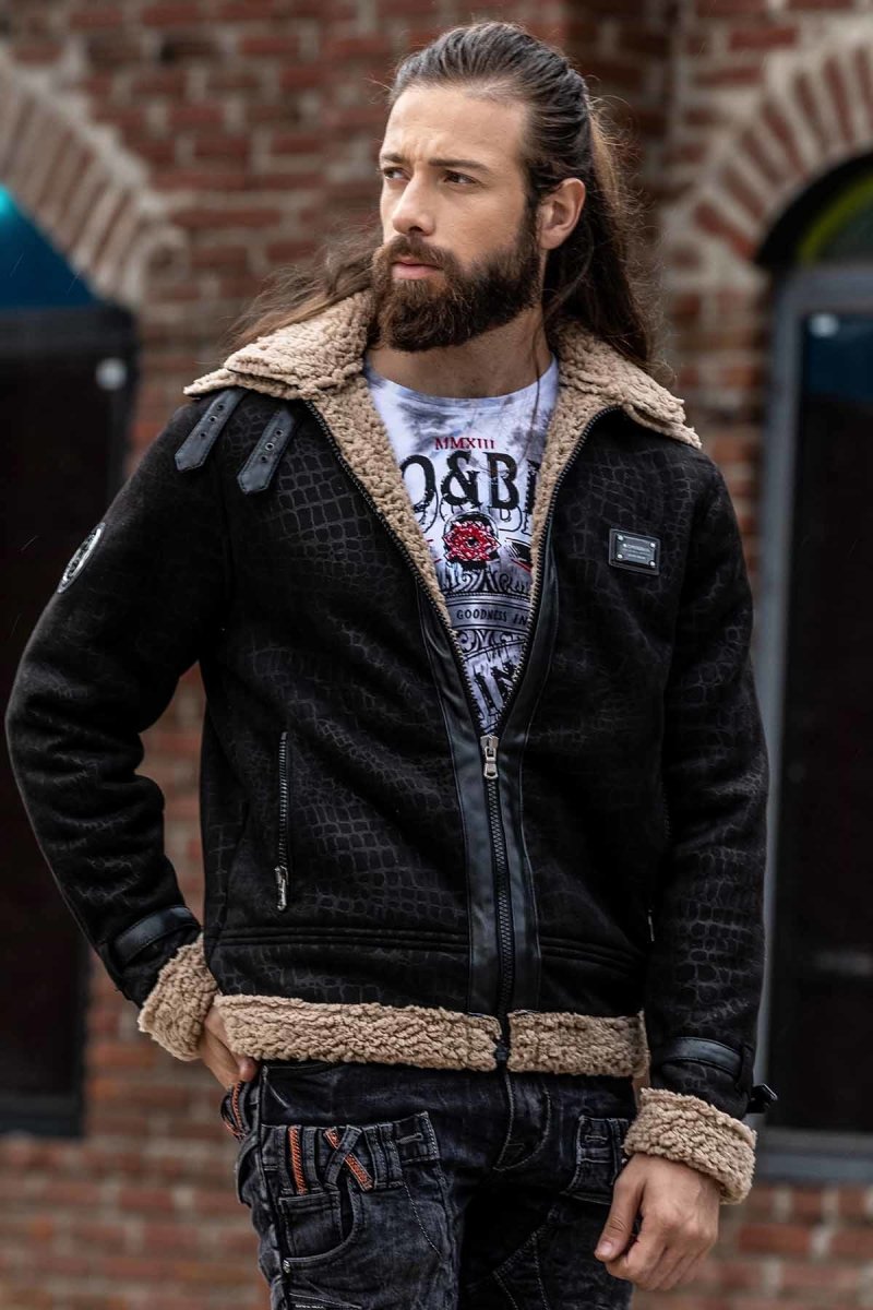 CJ286 Fur-Trimmed Suede Jacket