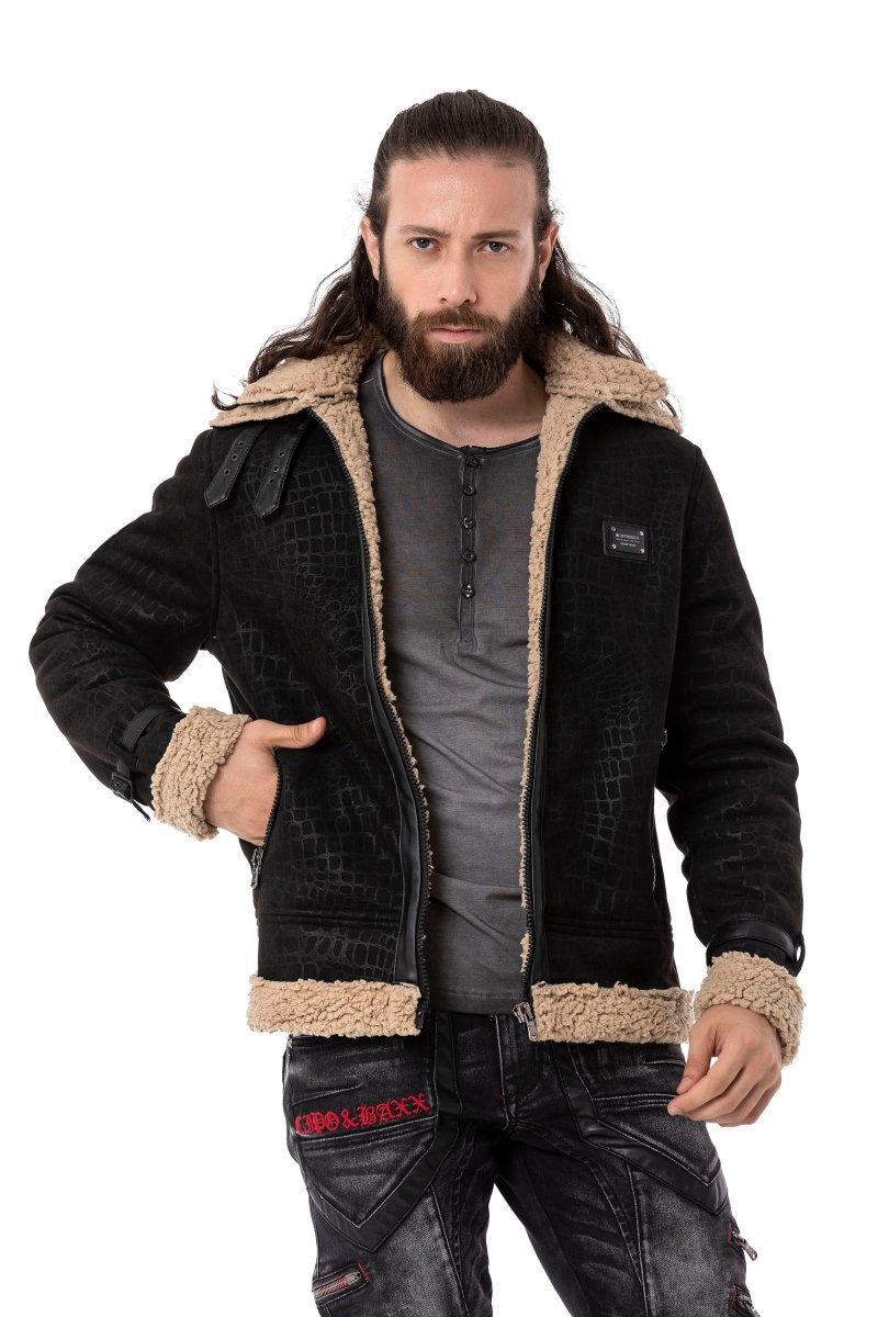 CJ286 Fur-Trimmed Suede Jacket