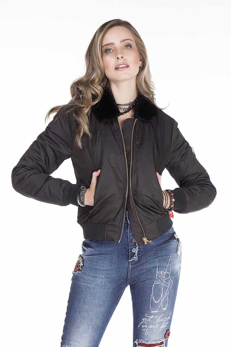 WJ141 Women's Removable Fur Collar Jacket
