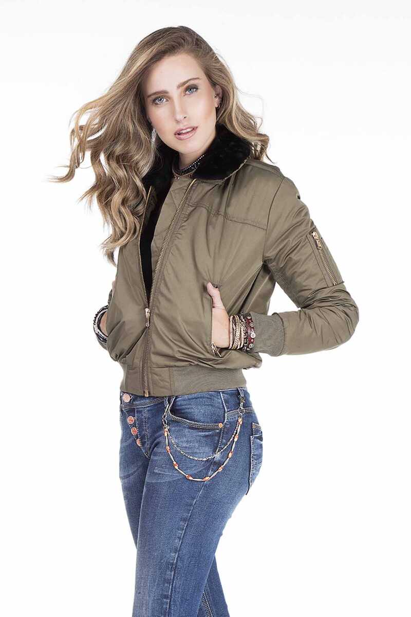 WJ141 Women's Removable Fur Collar Jacket