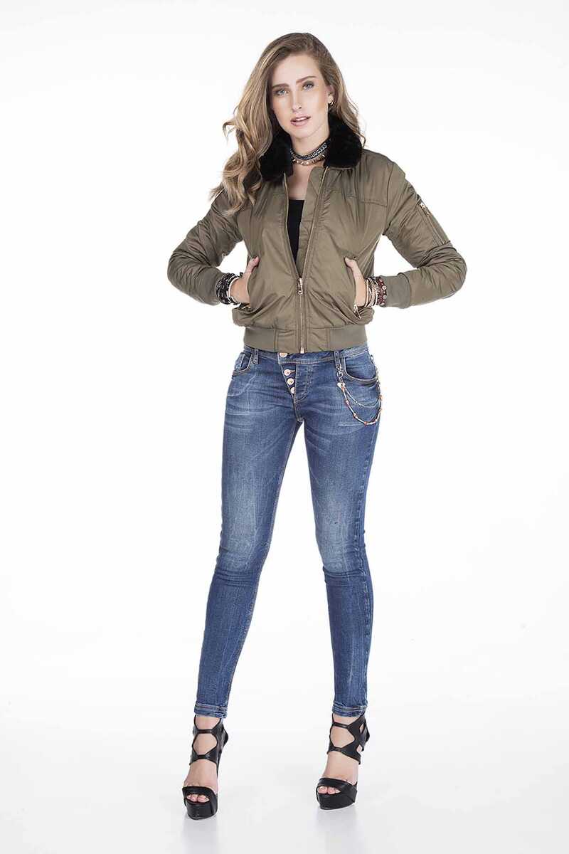 WJ141 Women's Removable Fur Collar Jacket