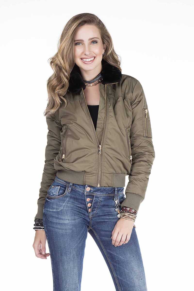 WJ141 Women's Removable Fur Collar Jacket