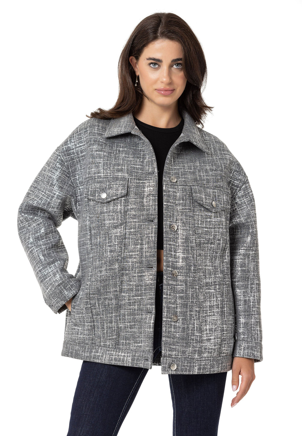 WJ222 Collared Silver Reflective Women's Jacket