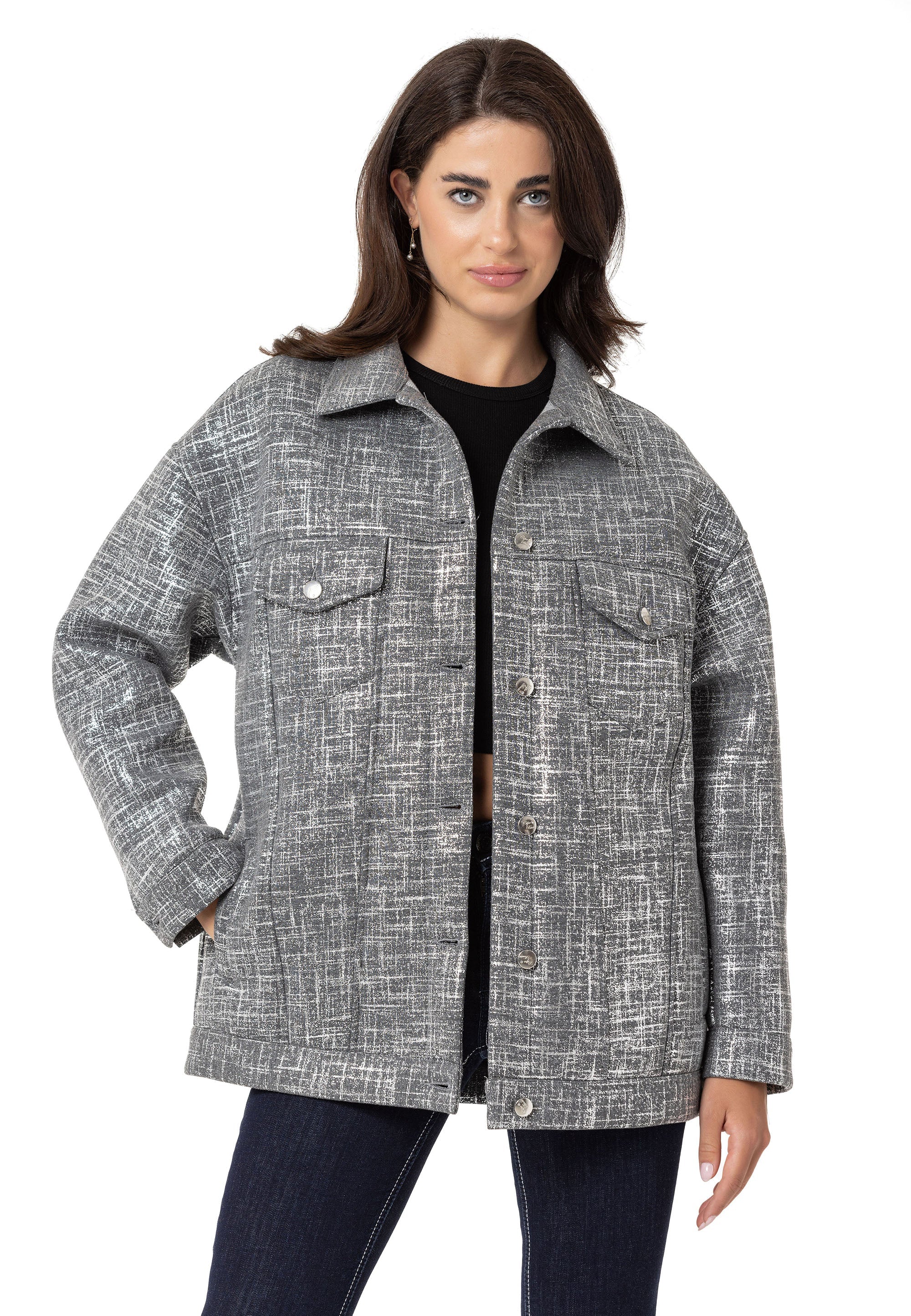 WJ222 Collared Silver Reflective Women's Jacket