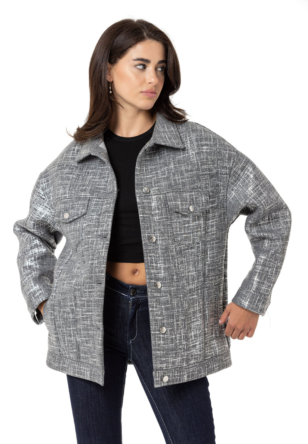 WJ222 Collared Silver Reflective Women's Jacket