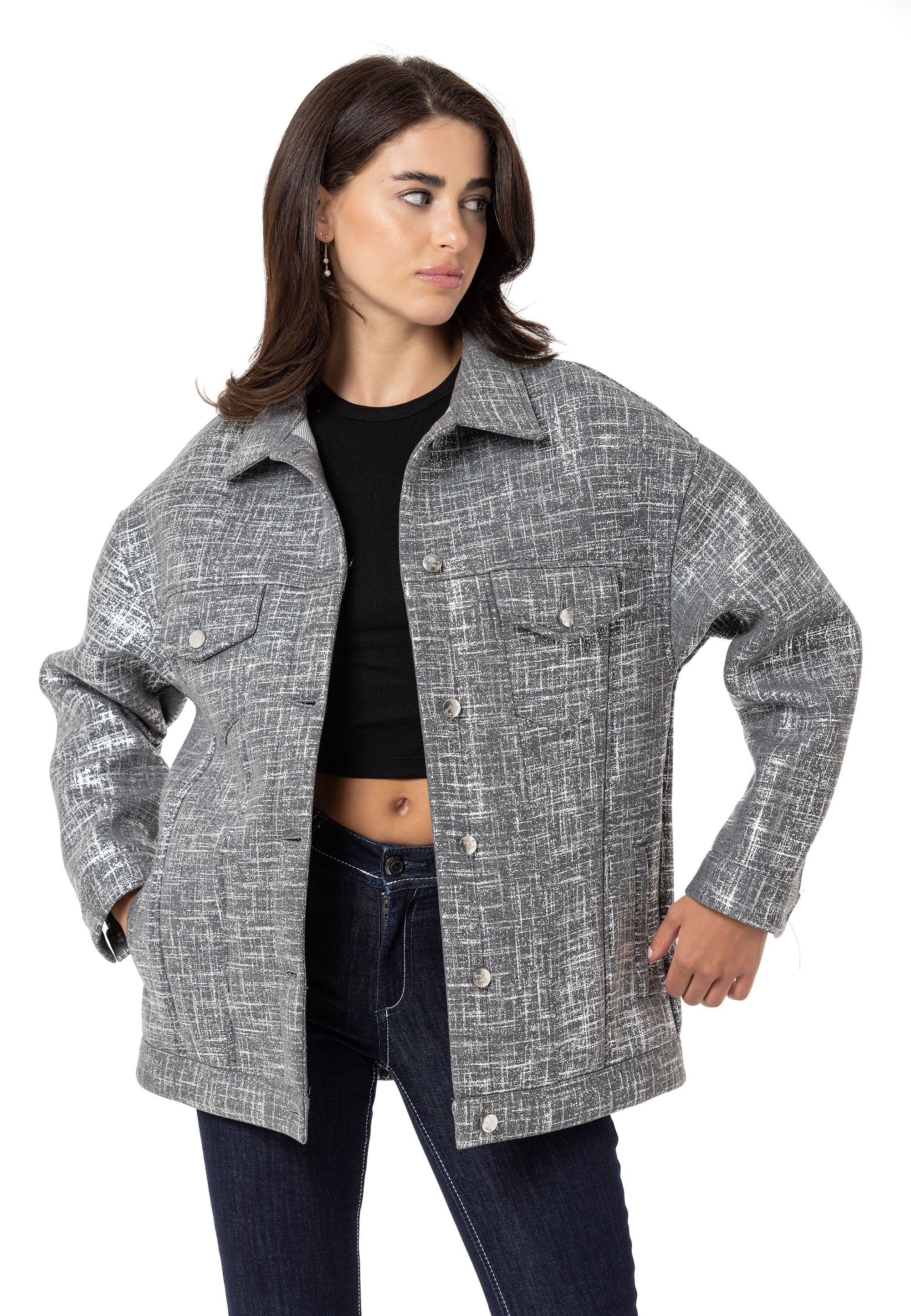WJ222 Collared Silver Reflective Women's Jacket