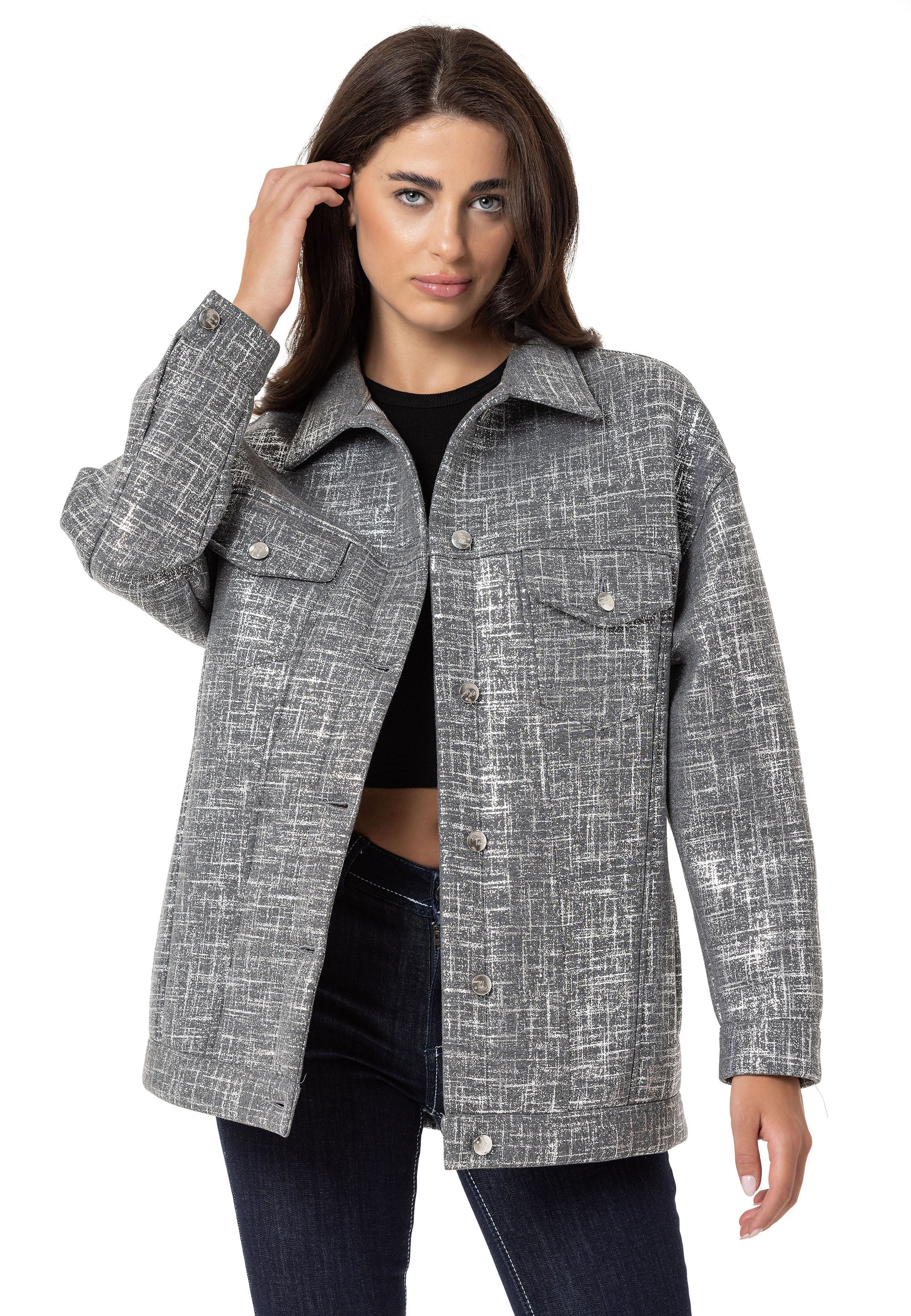 WJ222 Collared Silver Reflective Women's Jacket